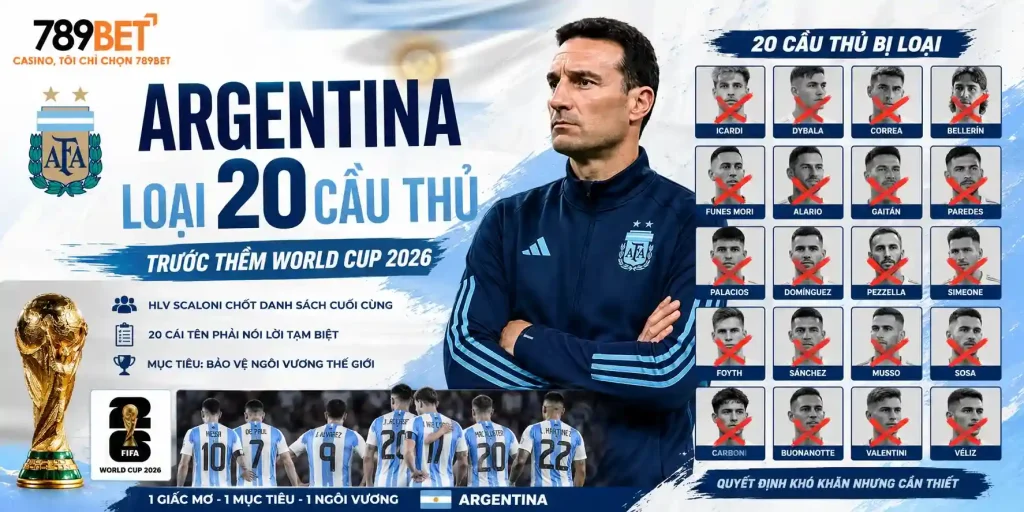 Thể Thao 789BET: Argentina loại 20 cầu thủ 789BET